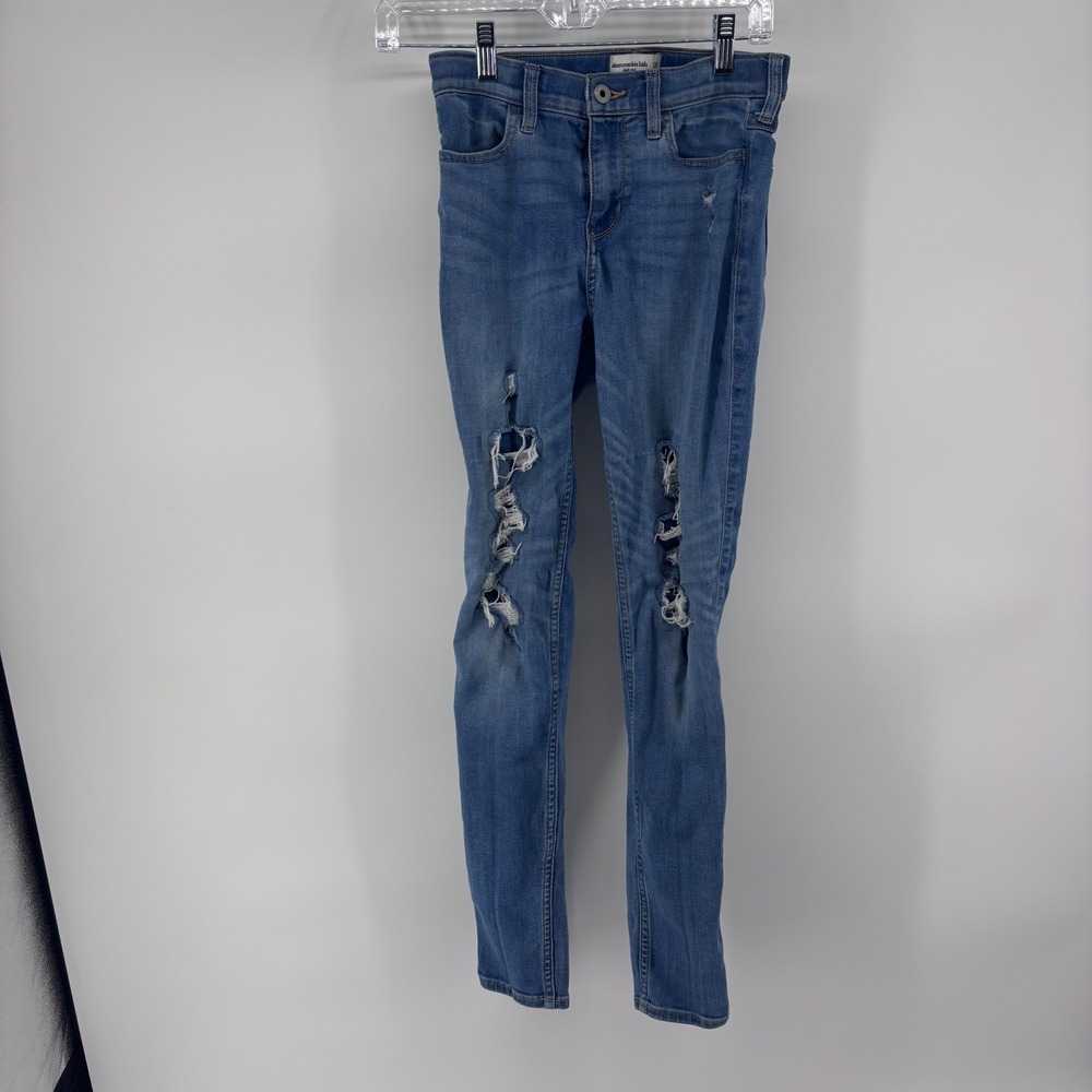 Abercrombie Kids Girls Ripped High-Rise Jean Leggings Size 14 Long Blue Denim